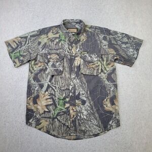 Remington Camo Hunting Shirt Mens M Short Sleeve Button Down Mossy Oak